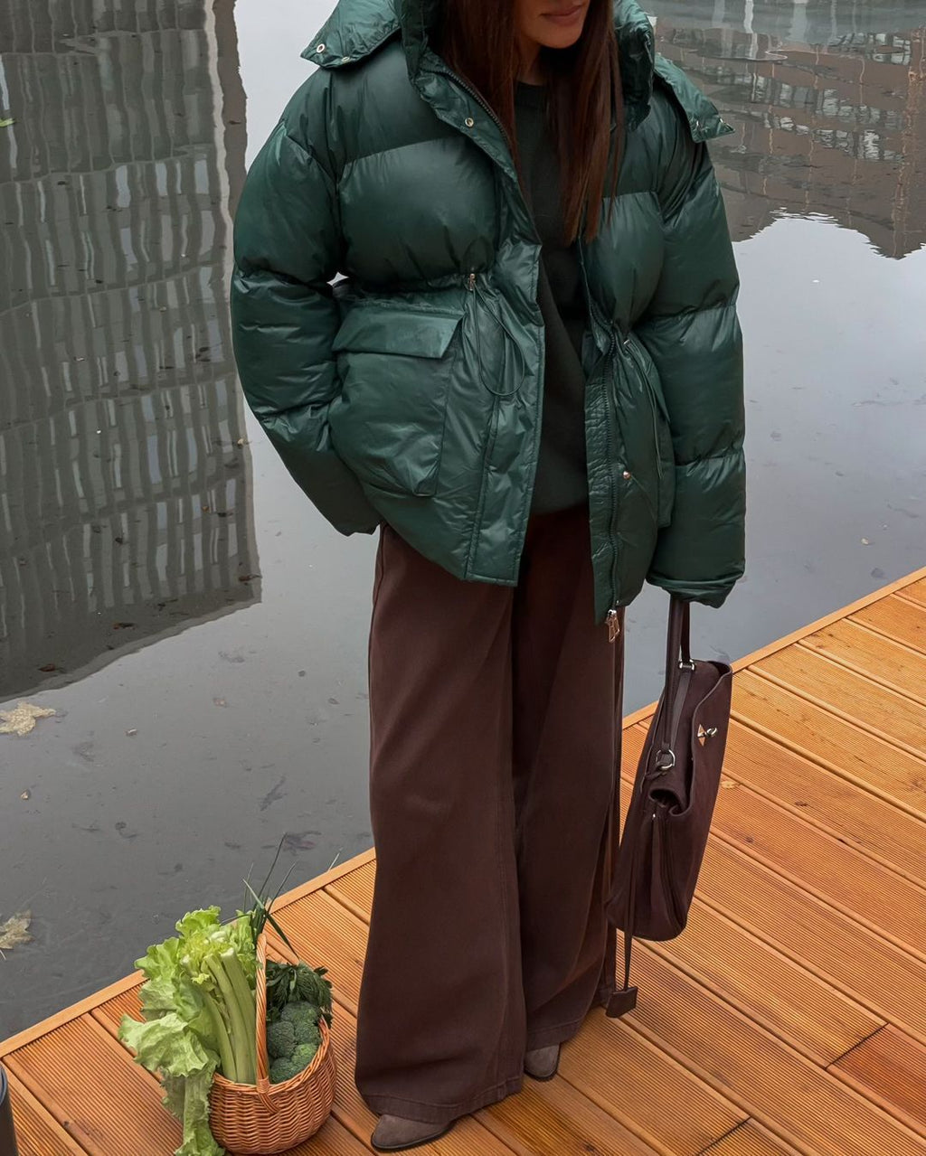 Zalayah Cropped Puffer Jacket - Olive Green [7TP8A8ZC]