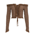 Bobbie Tie-Front Crop Cardigan - Brown [FZMVYW6F]