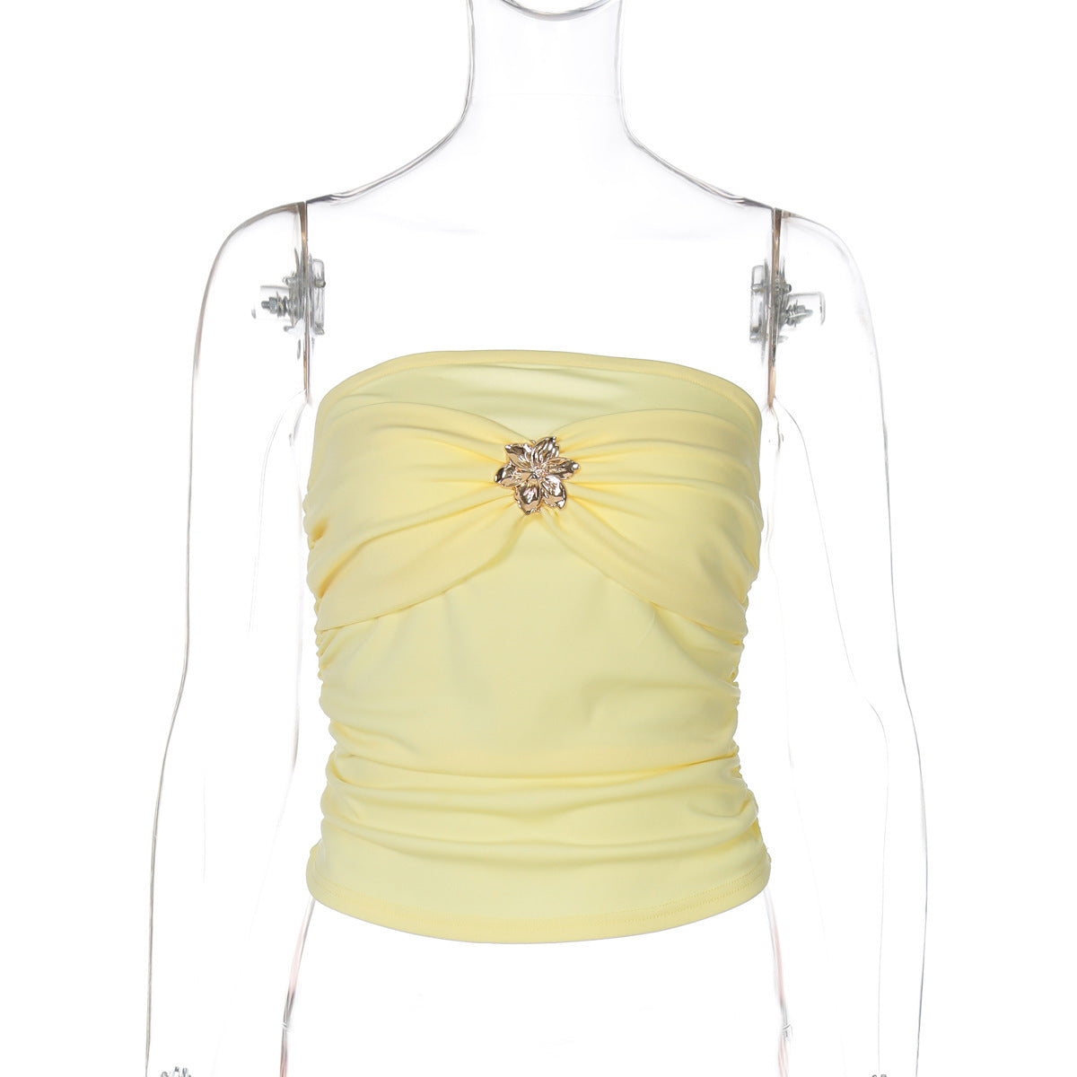 Tahani Pleated Tube Top - Yellow [KE9SE422]