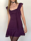 Zaira Double-Layer Mesh Mini Dress - Purple [YB0A765J]