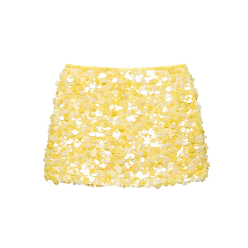 Kathia Sequin Denim Mini Skirt - Yellow Sequin [J59V6EHN]