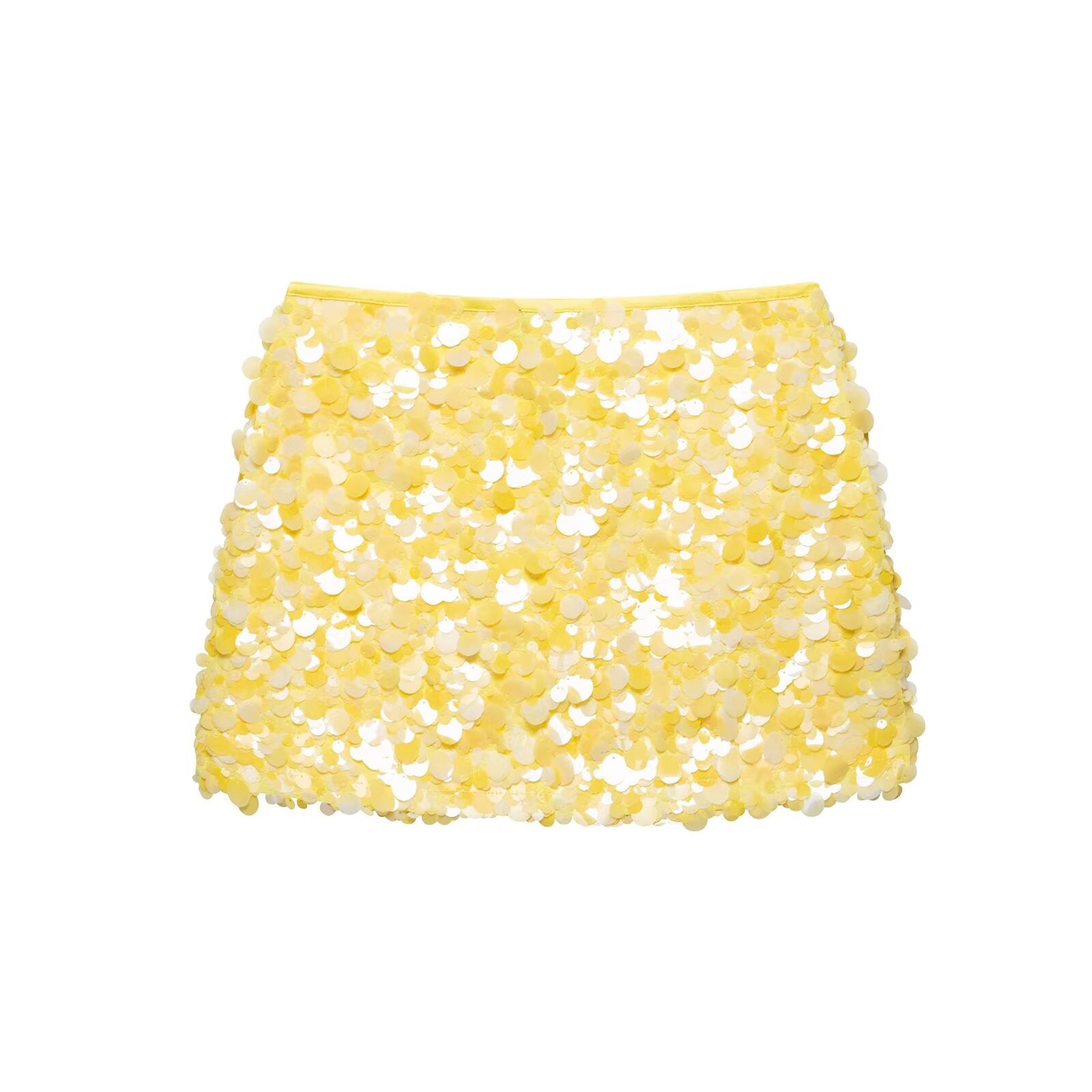 Kathia Sequin Denim Mini Skirt - Yellow Sequin [J59V6EHN]