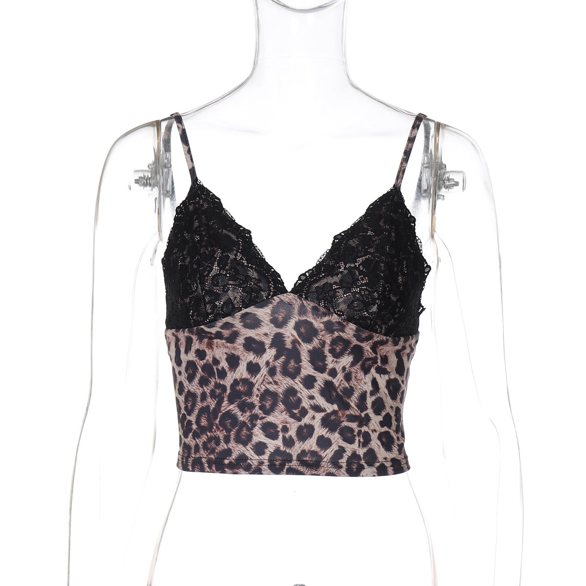 Alania Leopard Print V-Neck Crop Top - 黑色 [VD6X2GMB]