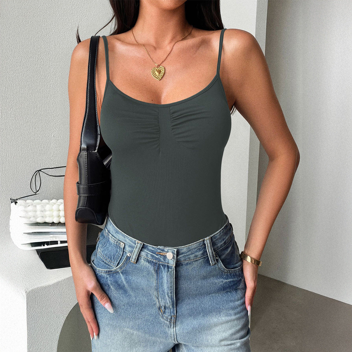 Daelyn Knitted Strappy Romper - Grey [0FAQSBPI]