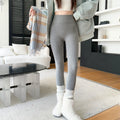Lanie Ribbed Thermal Leggings - Medium Gray Thin Fleece [OJDN487S]