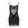 Whitleigh Lace Mesh Mini Dress - Black [JNI82SIE]