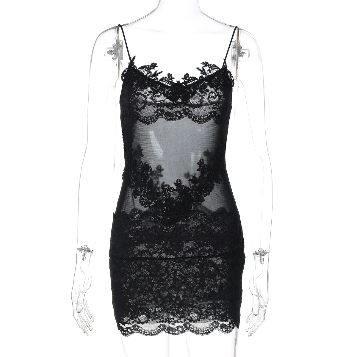 Whitleigh Lace Mesh Mini Dress - Black [JNI82SIE]