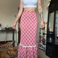 Ivyana Plaid Fishtail Midi Skirt - Red [4HD33HTJ]