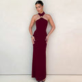 Ira Halter Maxi Dress - Wine Red [BPDCT83G]