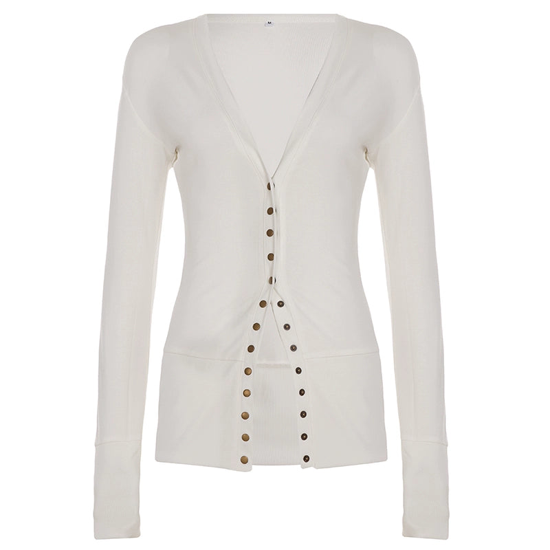 Saachi Button-Up Knit Top - White [095Q0ZR3]