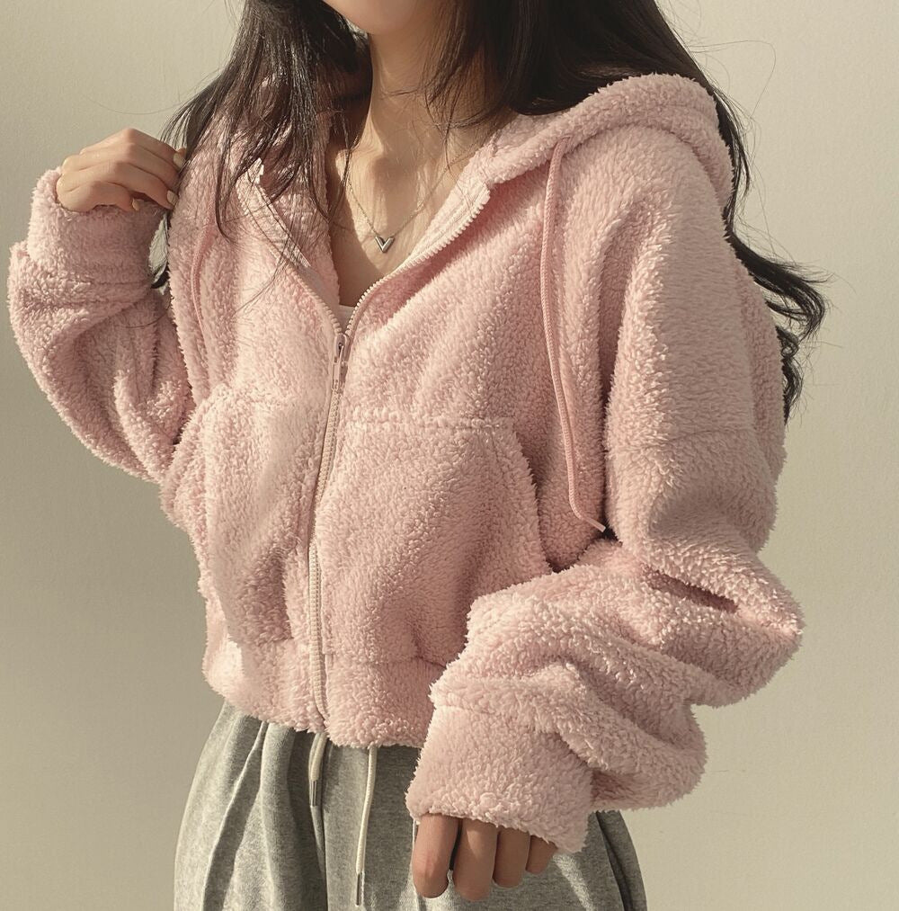 Kalli Plush Zip Hoodie - Pink [SN81Z29Q]