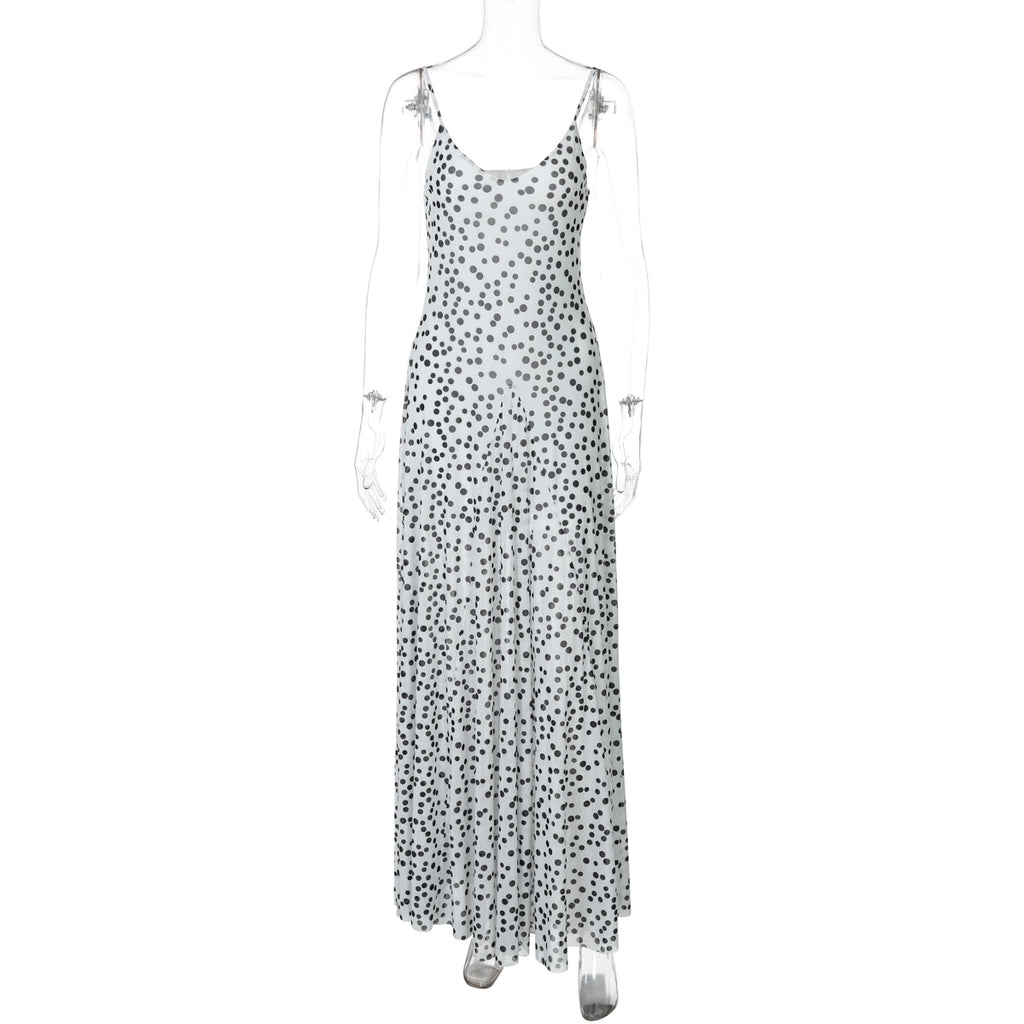 Zulema Polka Dot Mesh Midi Dress - White [PWDDOHVQ]