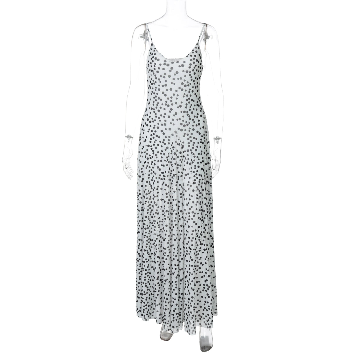 Zulema Polka Dot Mesh Midi Dress - White [PWDDOHVQ]