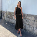 Tatum One-Shoulder Mini Skirt Set - Black