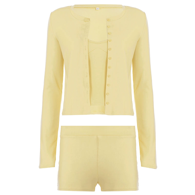 Nathalie Knitted Lounge Set - Pale Yellow [FT1KM0Q3]