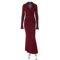 Sena Pleated Bodycon Midi Dress - Wine Red [SN82ZU5K]