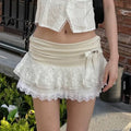 Leylani Bow Tiered Mini Skirt - White