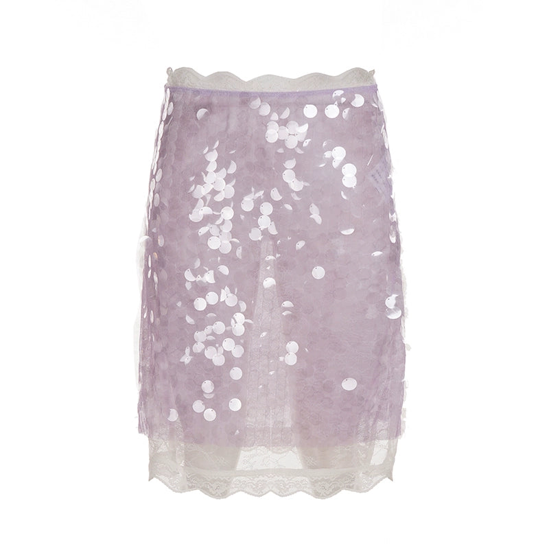 Aarna Sequin Bodycon Mini Skirt - Purple [QKIUJX4B]