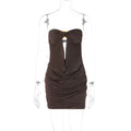 Sequin Strapless Backless Mini Dress - Brown [LX4TV26U]