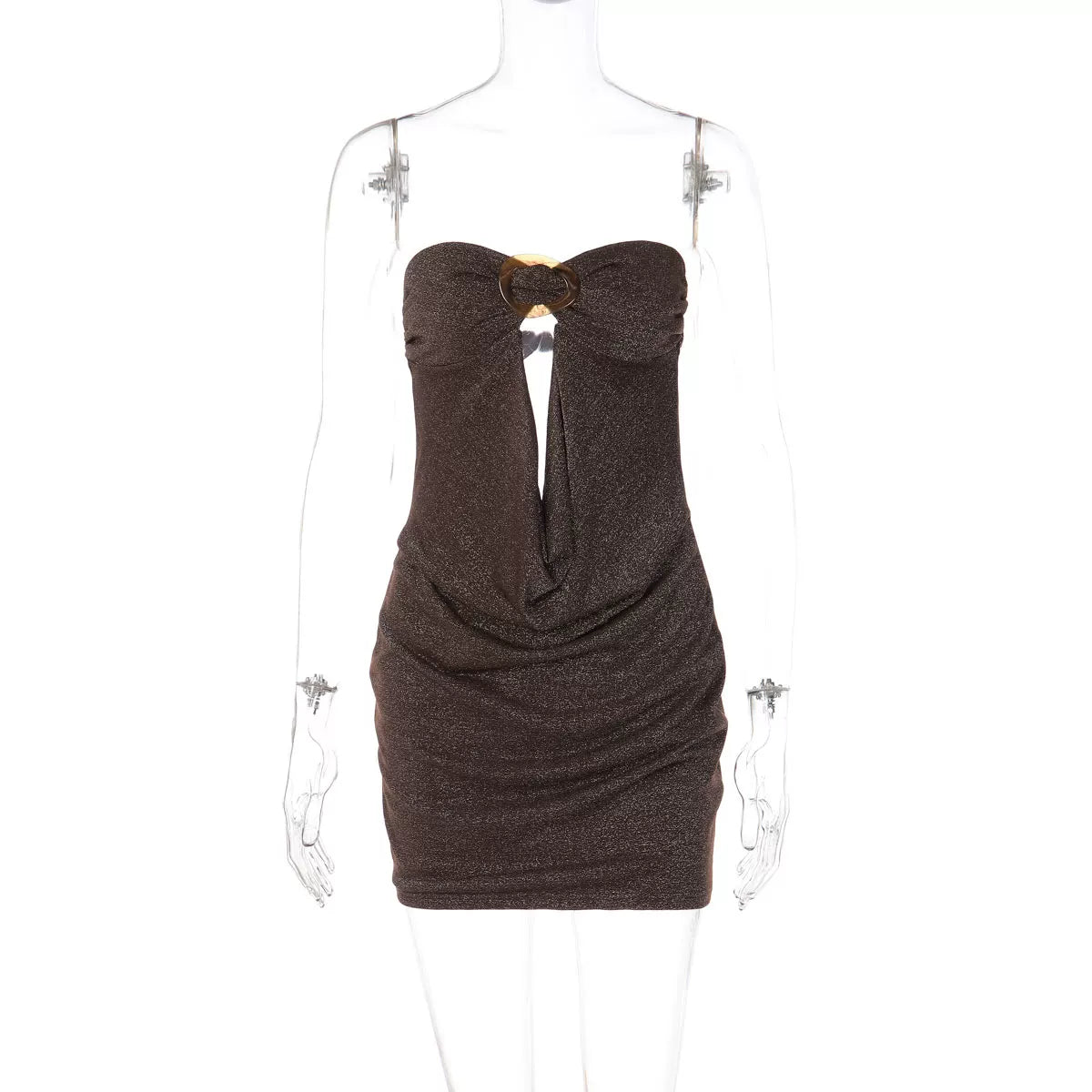 Sequin Strapless Backless Mini Dress - Brown [LX4TV26U]