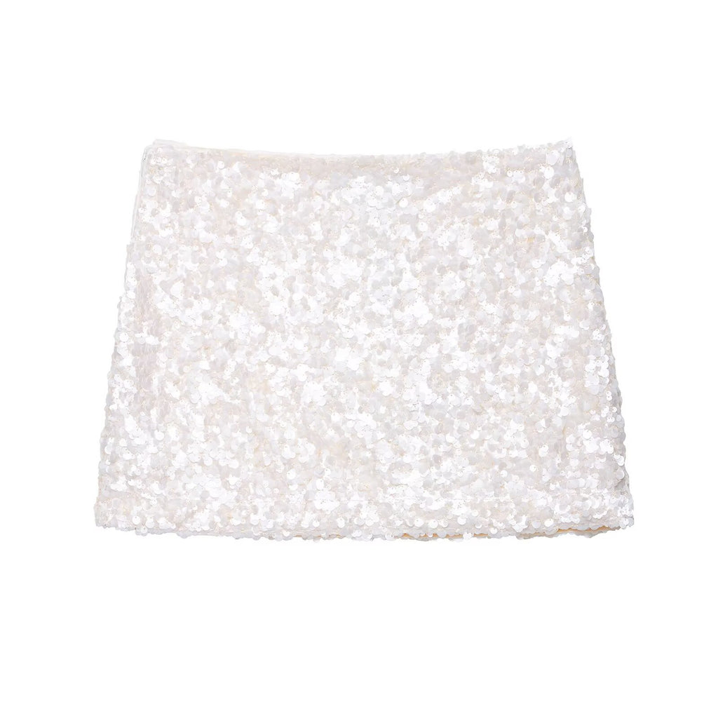 Kathia Sequin Denim Mini Skirt - Off-White Sequin [SRI2W8ZC]