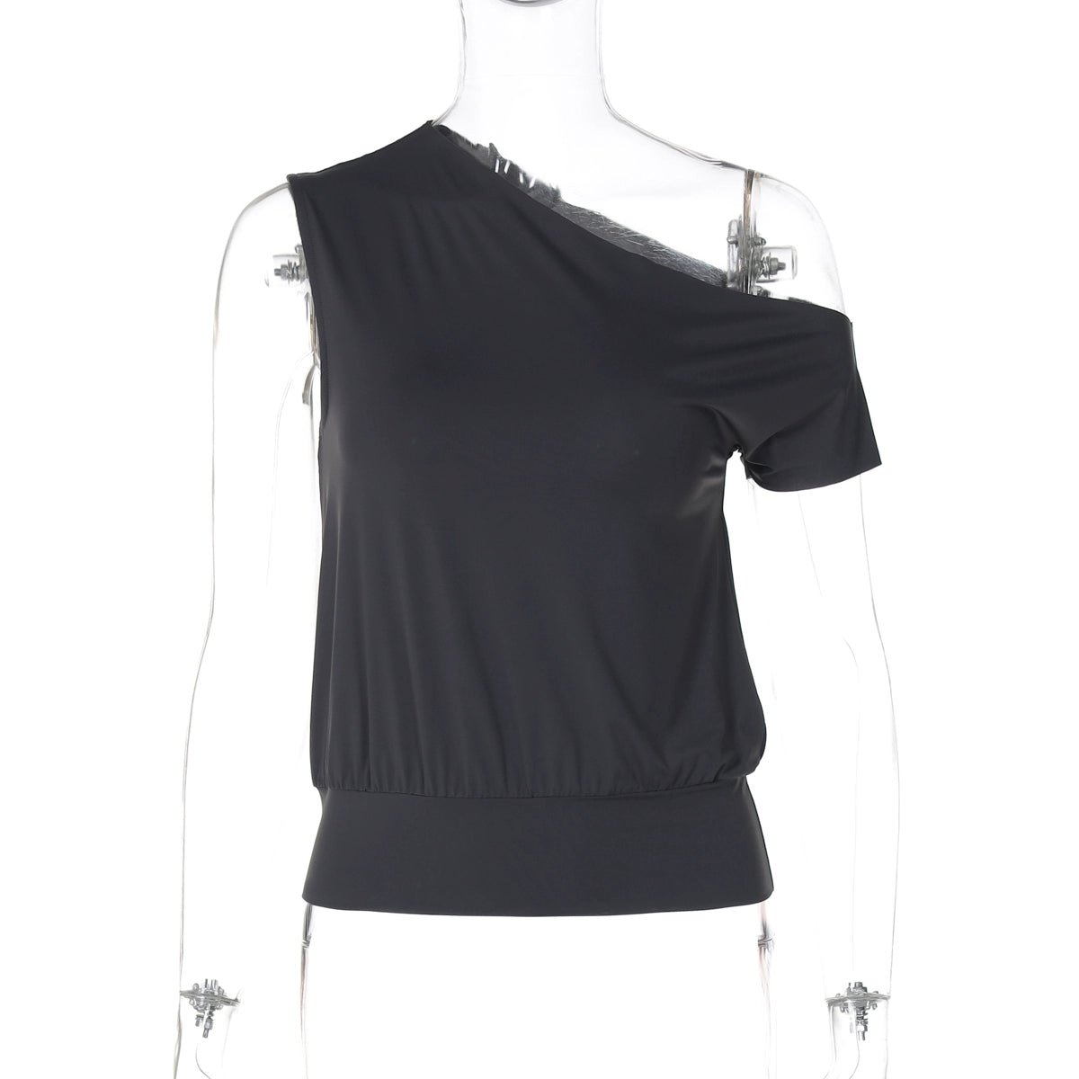 Kathryn One-Shoulder Tee - Deep Grey