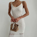 Goldy Bohemian Knit Maxi Dress - White