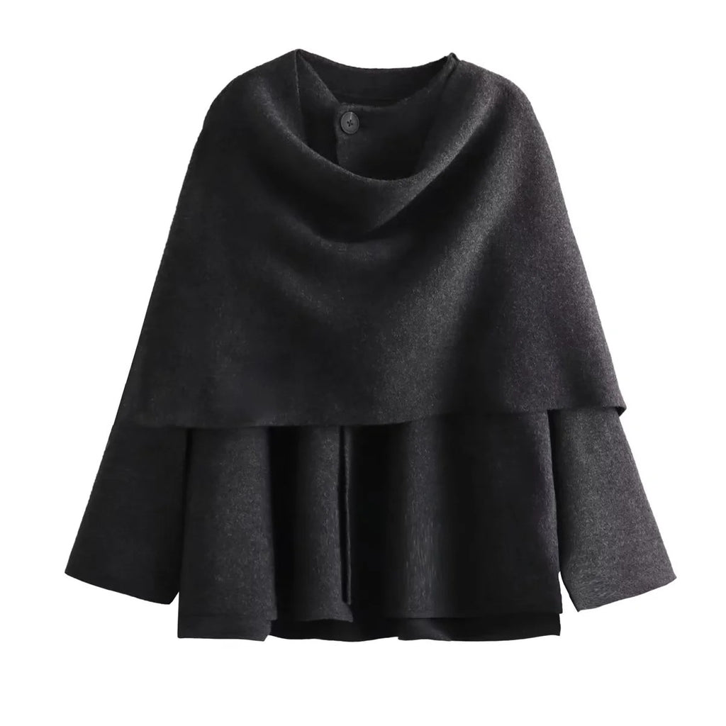 Riyah Asymmetric Scarf Knit Jacket - Grey Scarf [NWNWHW93]