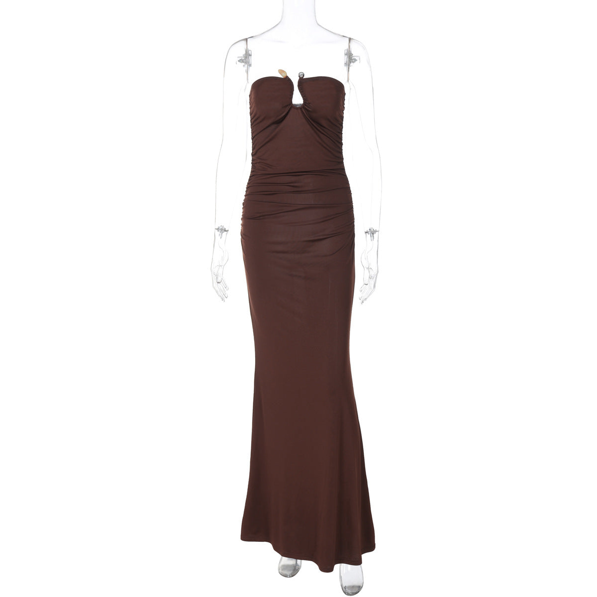 Sadee Backless Bodycon Maxi Dress - Coffee [YRX2V1G3]