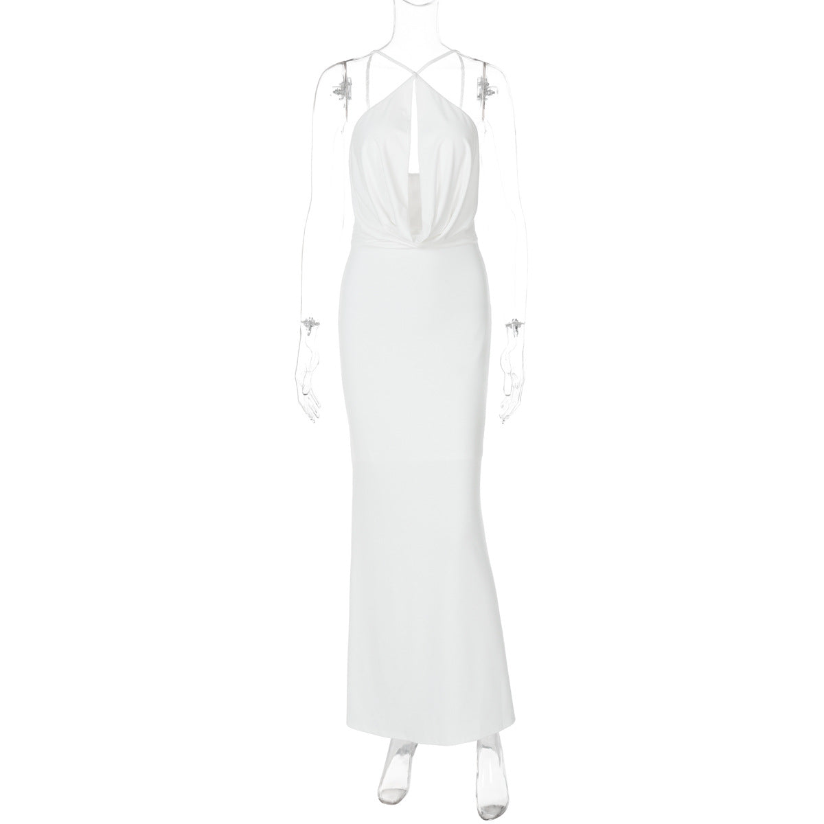 Eimy Crinkled Backless Maxi Dress - White [L7CPGEFV]