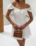 Alorah Off-Shoulder Puff Mini Dress - White [DSBHD78B]
