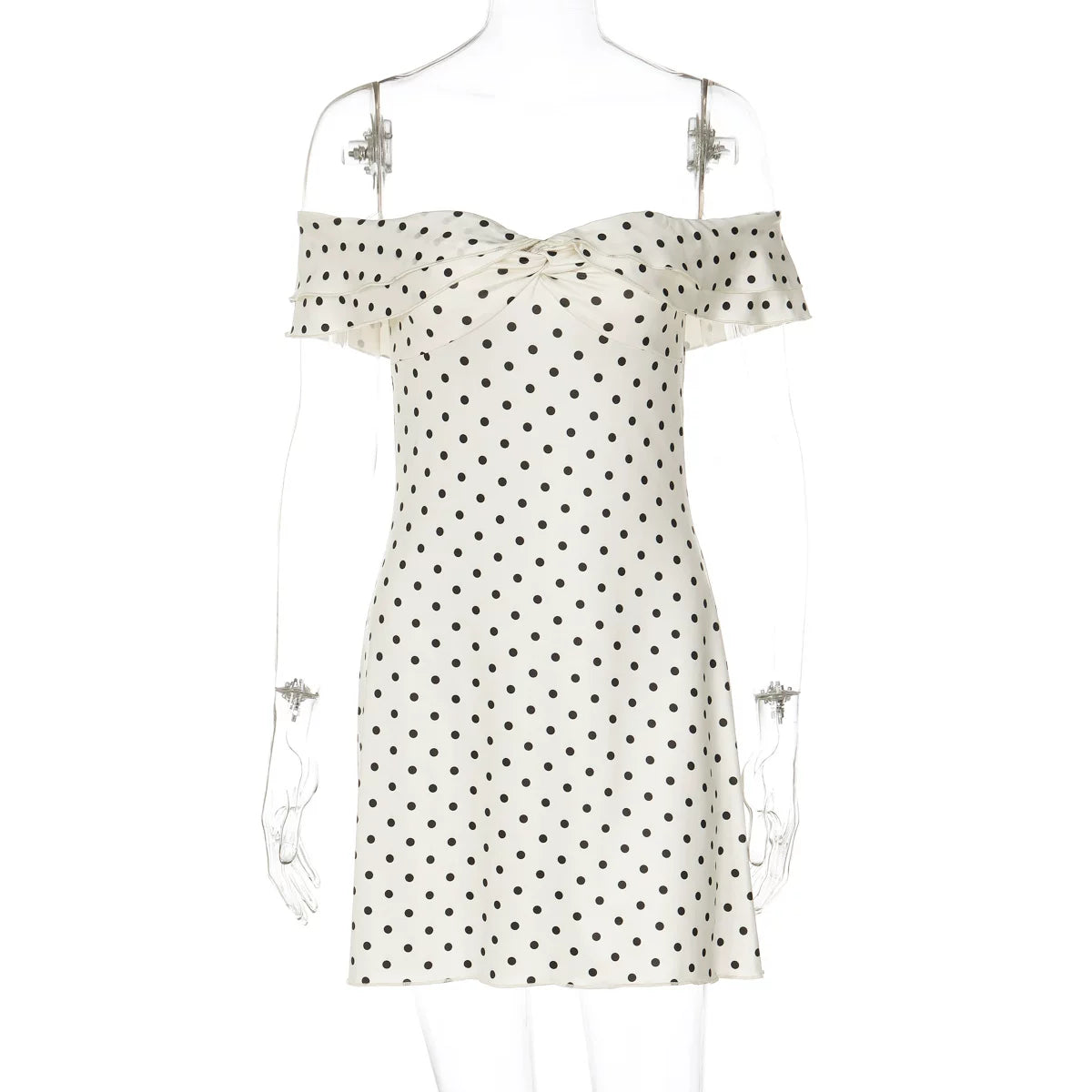 Polka Dot Off-Shoulder Mini Dress - Apricot [G9QLZDM0]