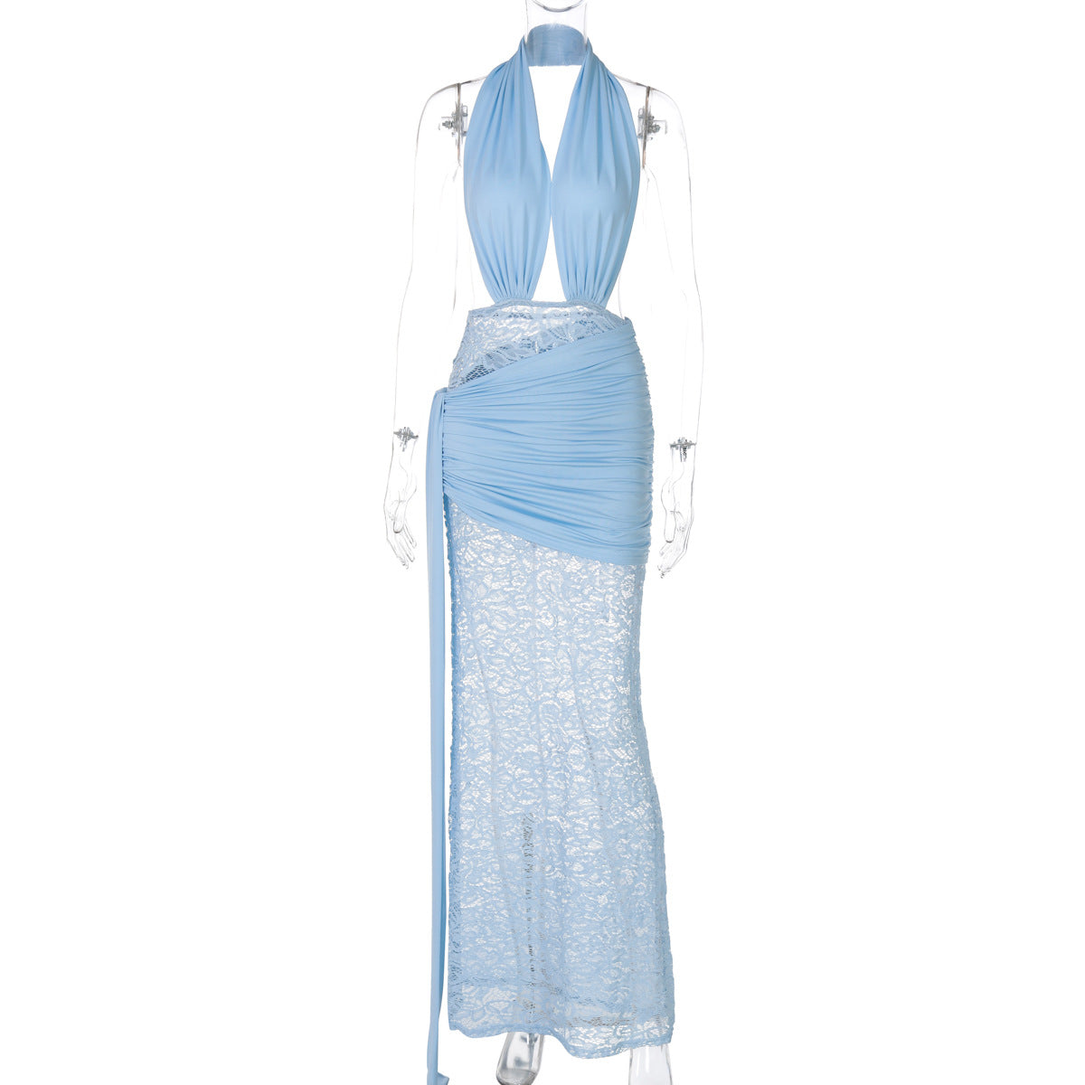 Ayana Lace Halter Maxi Dress - Blue [GS0LUA4D]