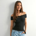 Augusta Lace Bardot Crop Top - Black [Z4ZHTVN6]