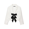 Sonya Contrast Bow Blazer - White [HFRPMH3T]