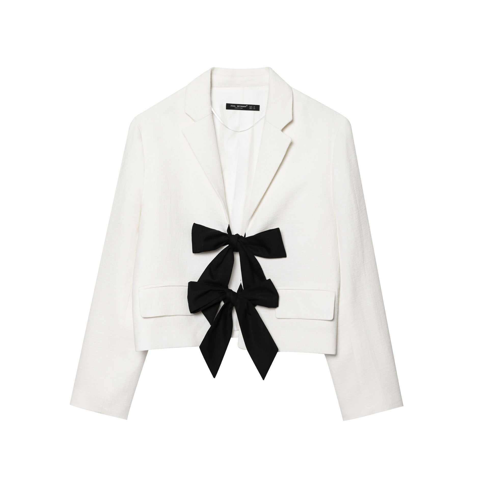Sonya Contrast Bow Blazer - White [HFRPMH3T]