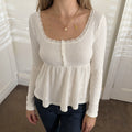 Goddess Knit Lace Square Top - White [0A9CGAYX]