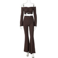 Jazmin One-Shoulder Pleated Pant Set - Coffee [9HB9T7I2]