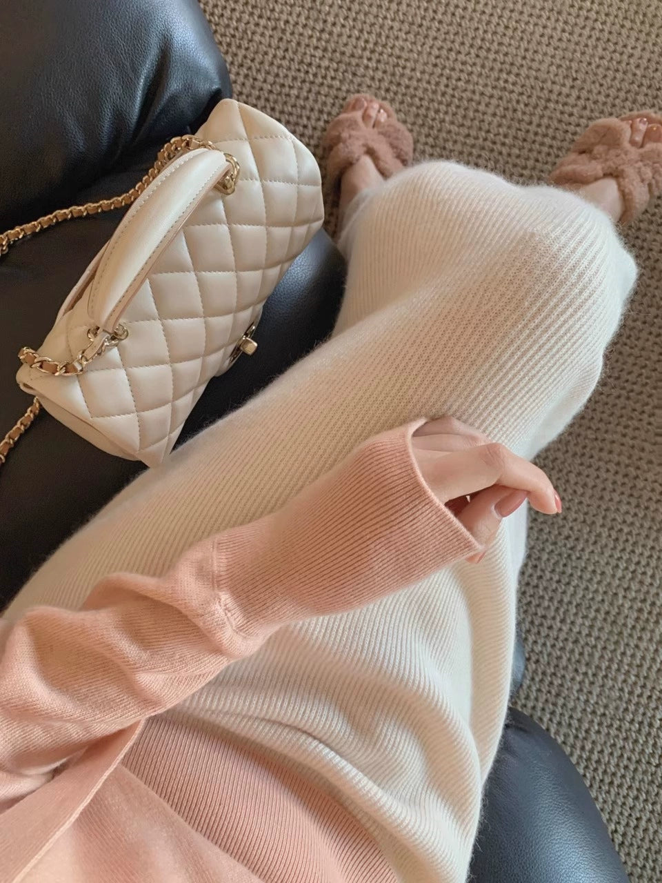 Emilie Knit Fishtail Midi Skirt - Pearl Apricot [R64EJQKT]