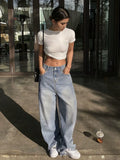 LaPose - Aria Washed Wide Leg Jeans - Sea Blue Color