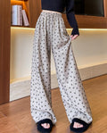 Annette Bow Print Wide-Leg Pants Beige / S Casual