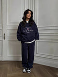 Kylynn Oversized Graphic Sweatshirt - Navy Blue [K6RB5Q4D]
