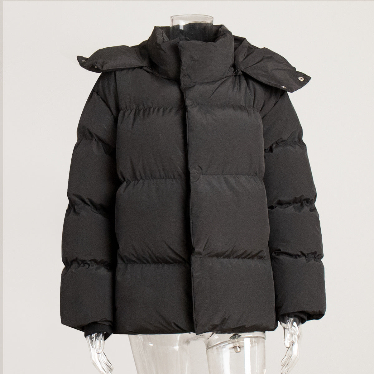 Lilyth Oversized Hooded Quilted Coat - Black [E89EAF5C]