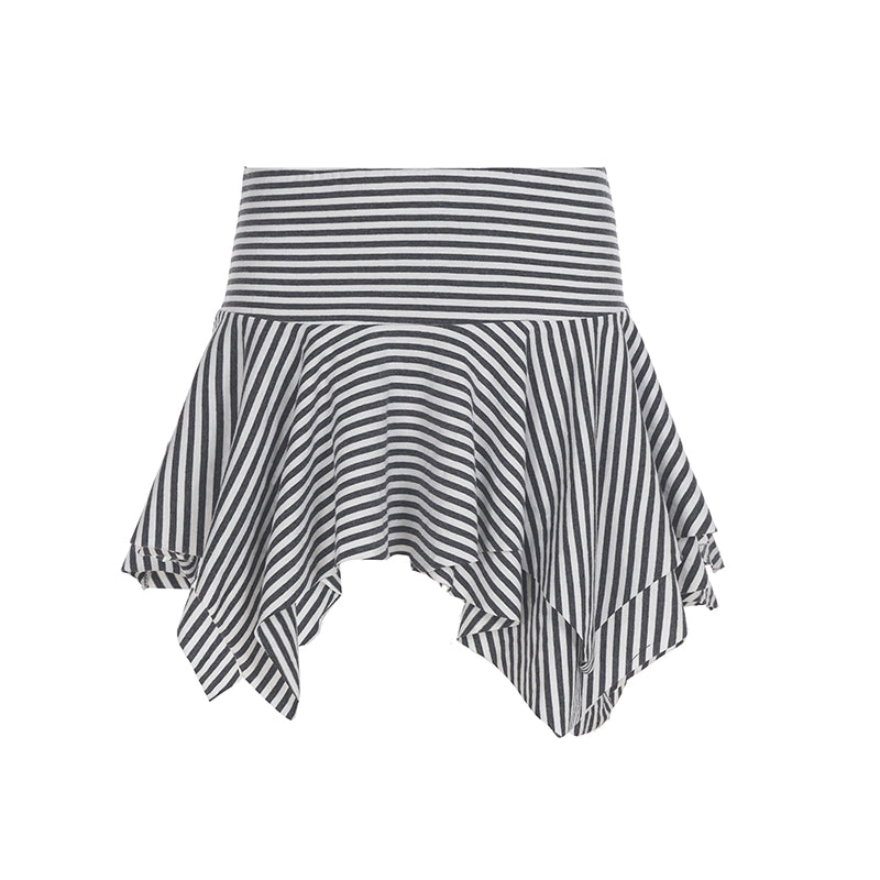 Shelby Knit Striped Pleated Skirt - Gray