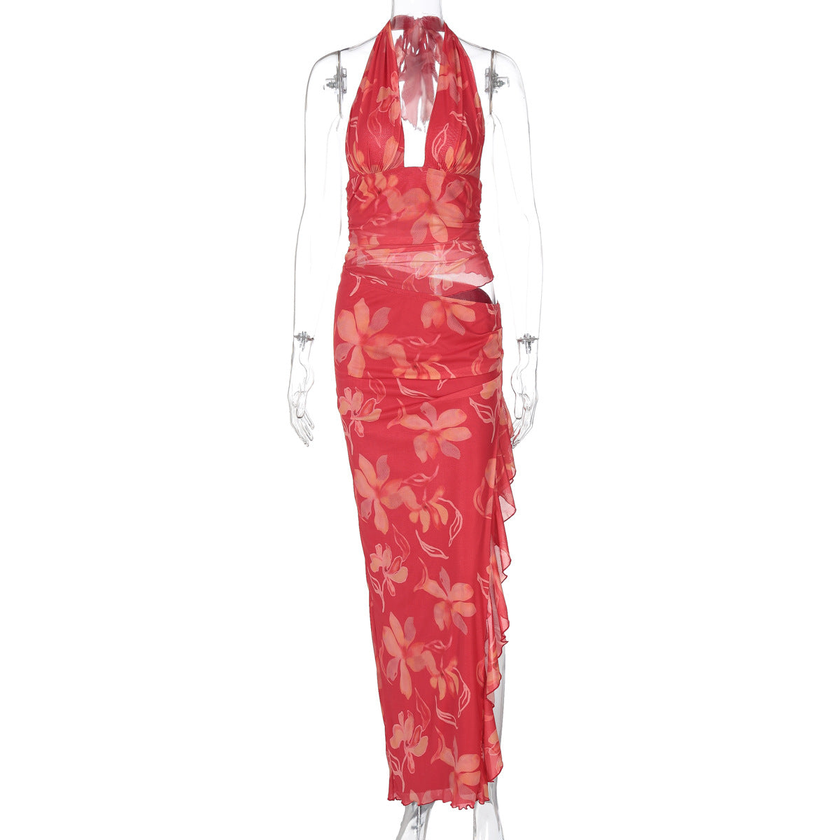 Jadore Ruffle Halter Maxi Dress - 红色 [R3FL92NJ]