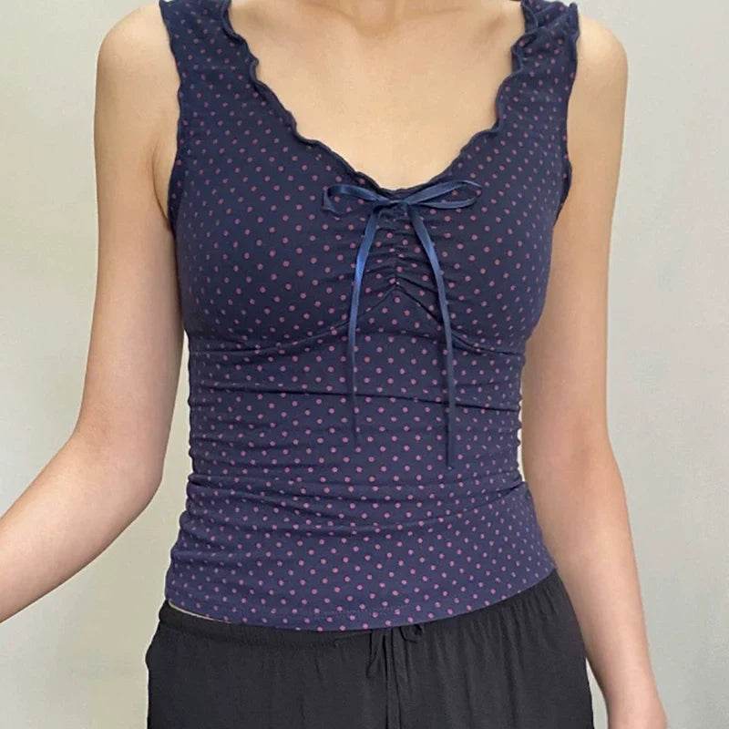 LaPose - Norma Polka Dot V-Neck Top