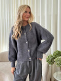 Lyrik Macaron Knit Cardigan - Dark Gray [3KDT6C1U]