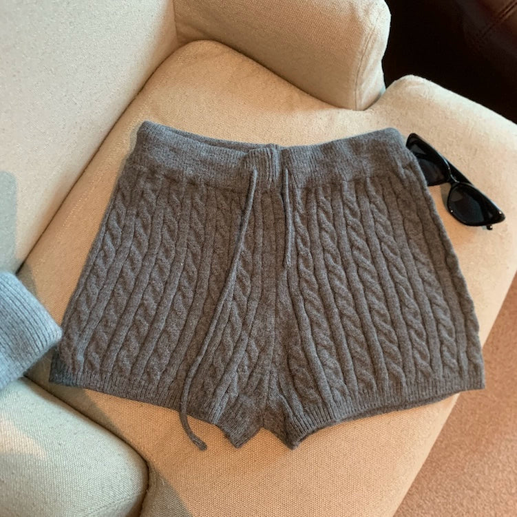 Khyla Cozy Wide-Leg Shorts - Grey [Q6UXMFQG]