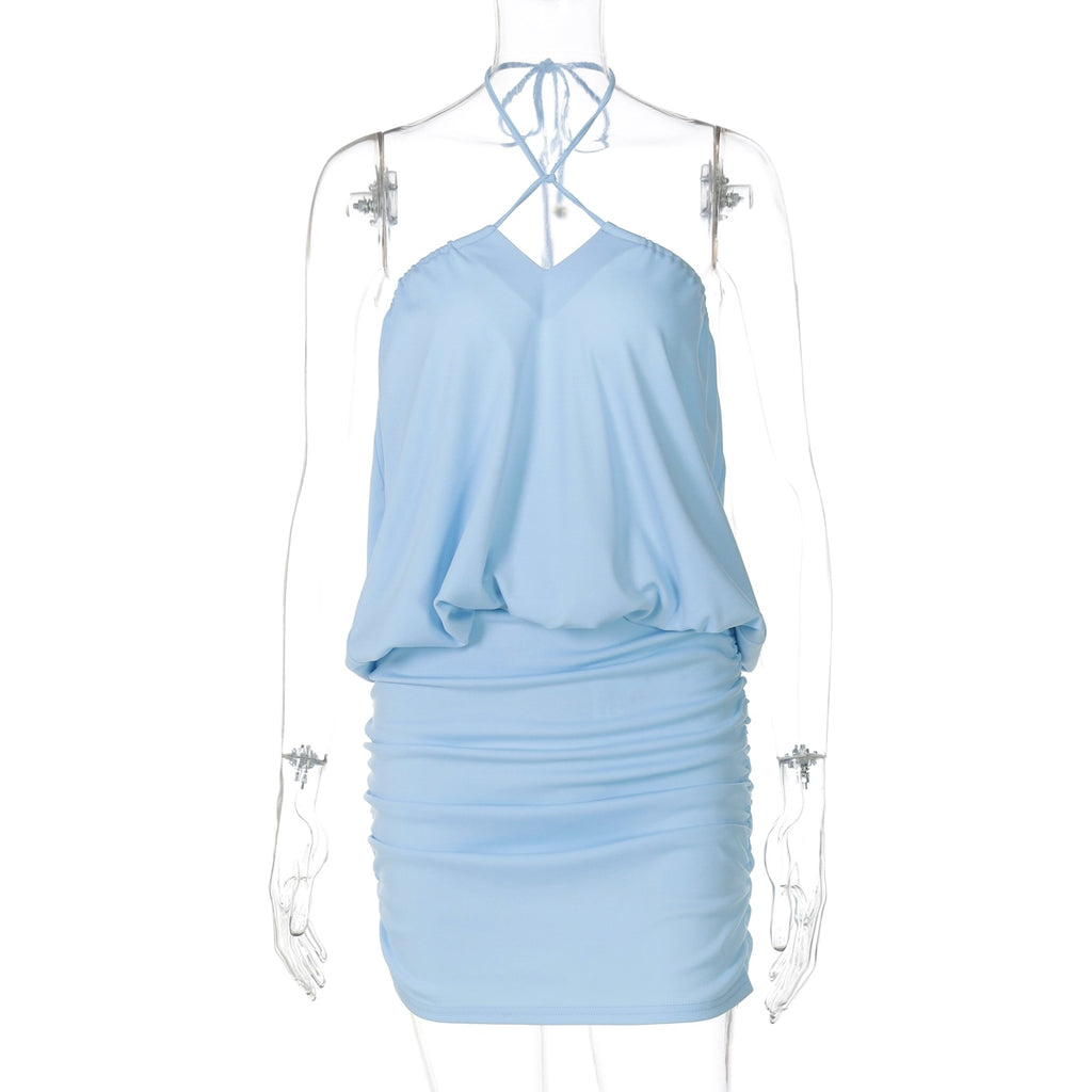 Masyn Halter Mini Skirt Set - Light Blue