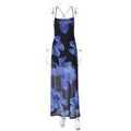 Oaklyn Floral Mesh Halter Maxi Dress - Blue [HERFSQQ5]